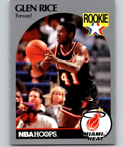 Glen Rice Miami Heat rookie basketball card from 1990-91 NBA Hoops collection