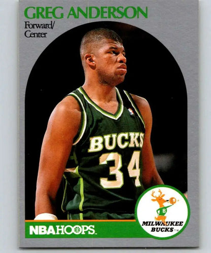 Basketball trading card of Greg Anderson in Milwaukee Bucks jersey number 34