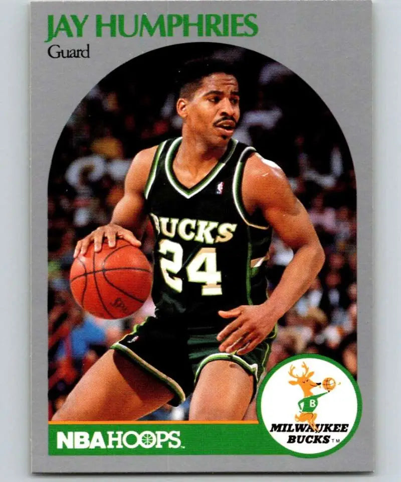 Basketball card of Jay Humphries in Milwaukee Bucks green uniform jersey number 24