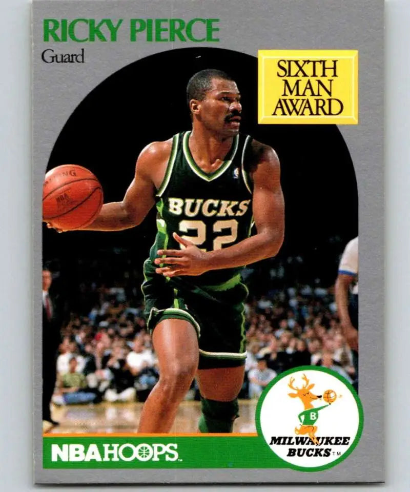 Ricky Pierce Milwaukee Bucks basketball card in green jersey number 22