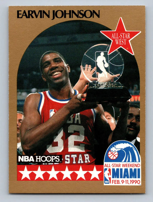 Earvin Johnson basketball card from 1990-91 Hoops #18 Magic Johnson All Star коллекция