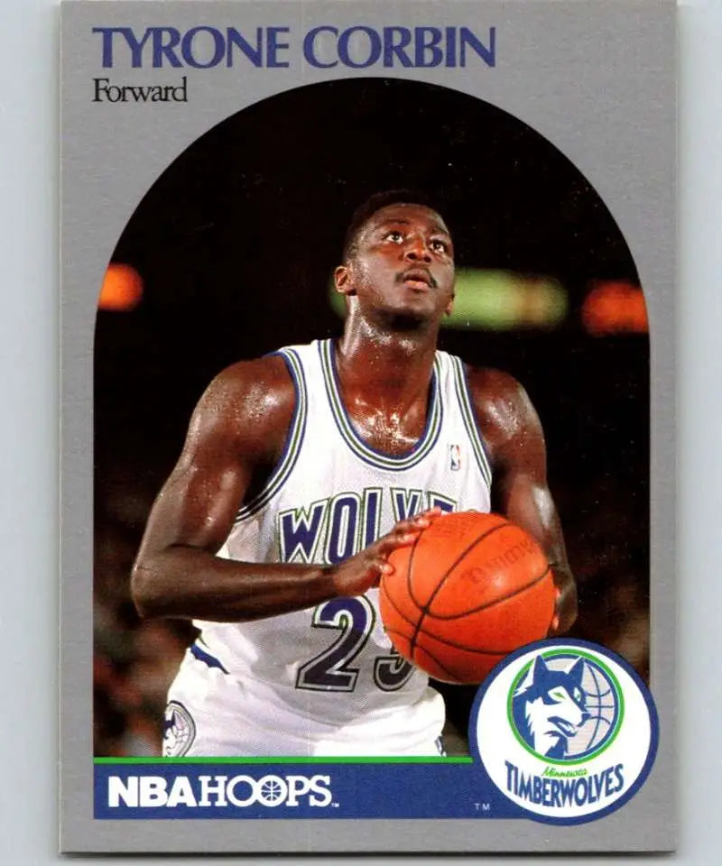 Tyrone Corbin in a Minnesota Timberwolves jersey holding a basketball for a card