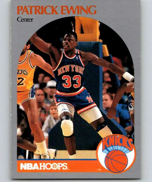 1990 NBA Hoops Patrick Ewing New York Knicks basketball card featuring number 33