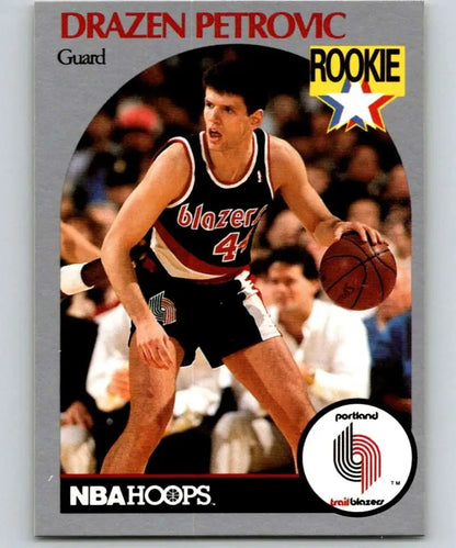 Portland Trail Blazers Drazen Petrovic basketball card from 1990-91 Hoops collection