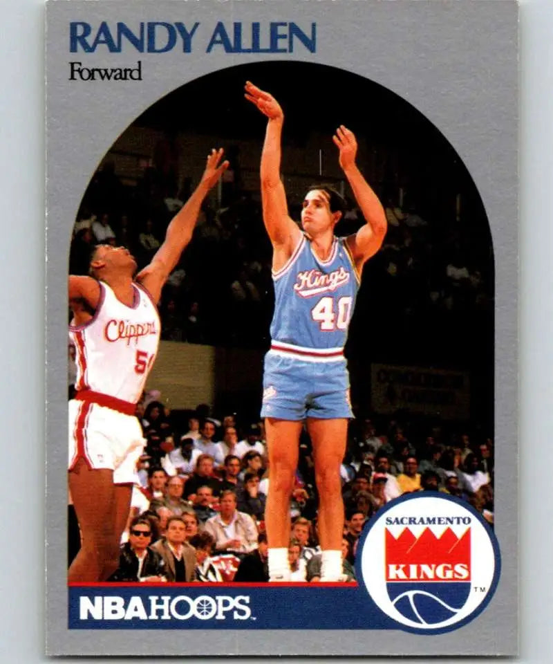 Basketball trading card of Randy Allen of the Sacramento Kings shooting over Clippers defender