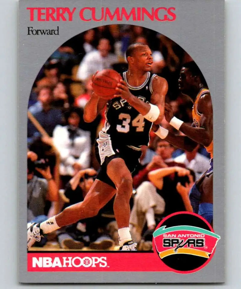 Terry Cummings in action on a 1990-91 Hoops San Antonio Spurs basketball card