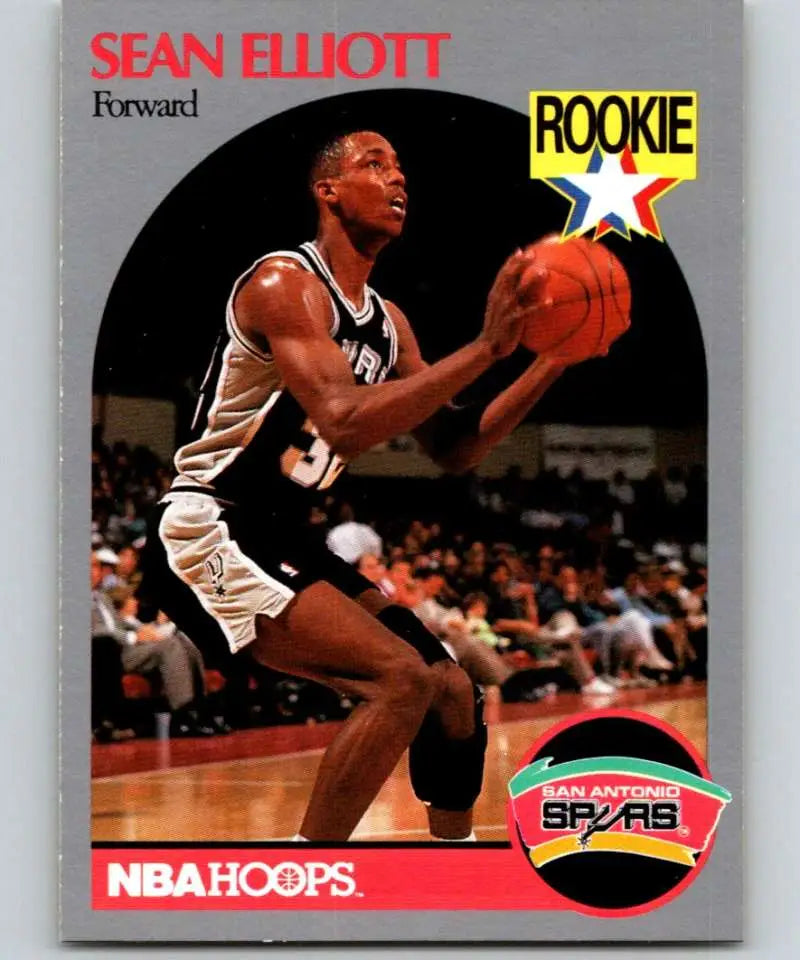 NBA Hoops basketball card of Sean Elliott, San Antonio Spurs rookie from 1990-91