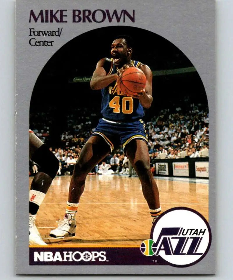 NBA Hoops basketball card of Mike Brown, Utah Jazz, number 40 in blue uniform