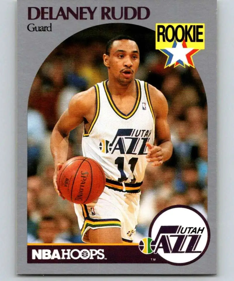 NBA Hoops basketball card featuring Delaney Rudd of the Utah Jazz, number 11