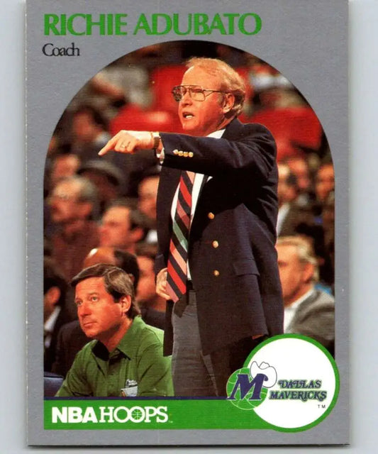 Vintage 1990-91 Hoops Basketball Card of Richie Adubato Coaching Dallas Mavericks