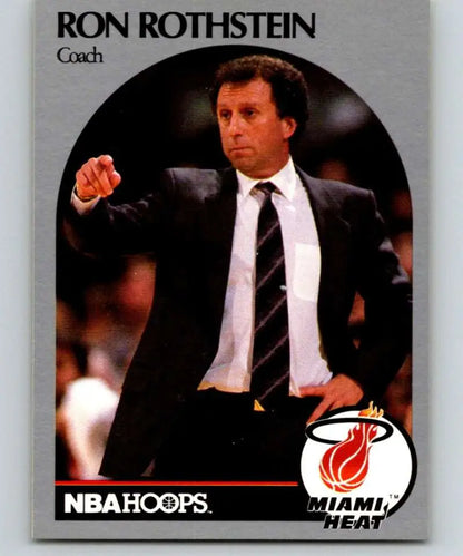 Basketball card of Ron Rothstein in dark suit representing Miami Heat Basketball