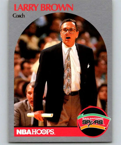 Basketball coach Larry Brown in a suit on a vintage San Antonio Spurs trading card