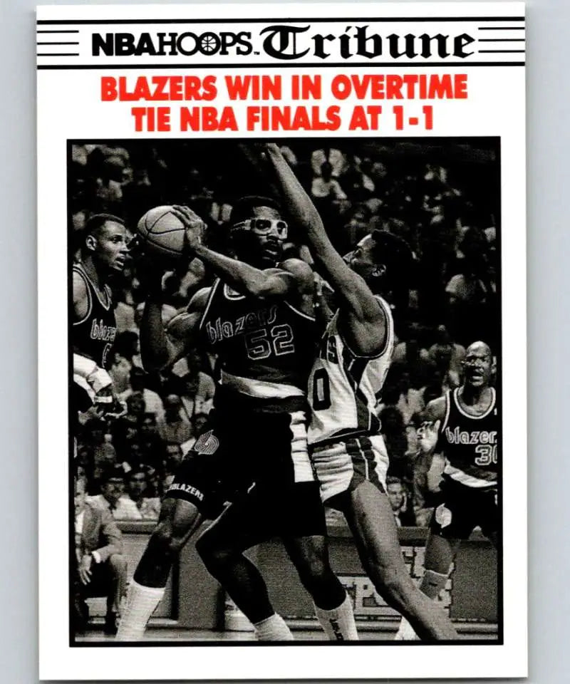 NBA Hoops Tribune front page featuring black and white NBA Final Game basketball card action