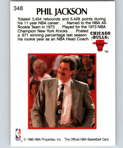 Vintage Chicago Bulls Phil Jackson Basketball Card in tan suit and tie