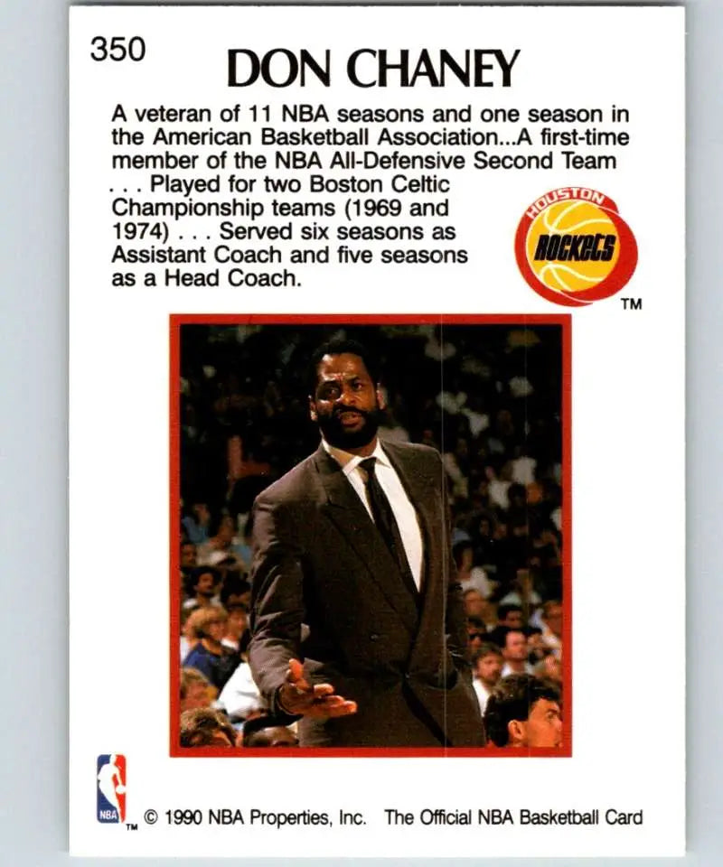 1990 NBA basketball card of Don Chaney with Houston Rockets featuring vintage design