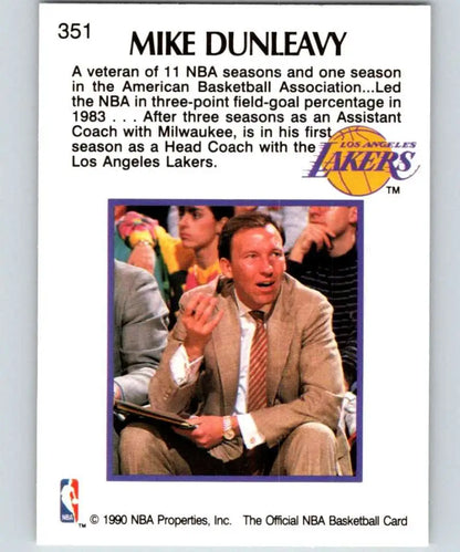 Basketball trading card of Mike Dunleavy in a tan suit for Los Angeles Lakers