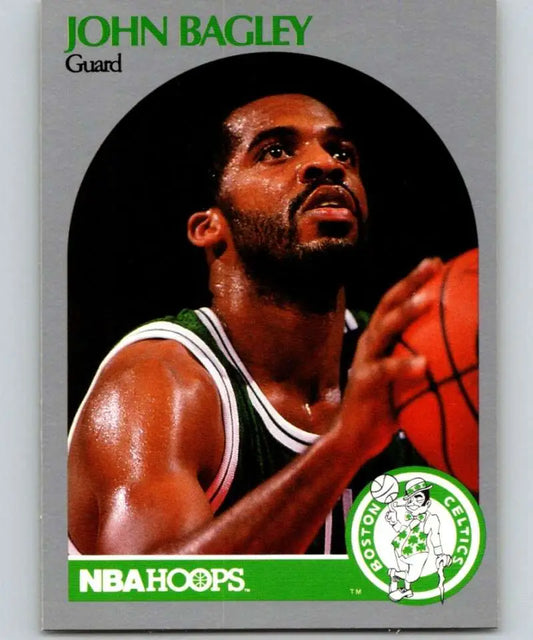 John Bagley Boston Celtics Basketball Card in White and Green Jersey 1990-91 Hoops