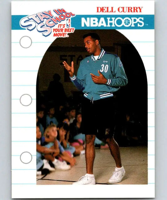 Dell Curry 1990-91 Hoops #387 Charlotte Hornets Basketball Card in teal uniform