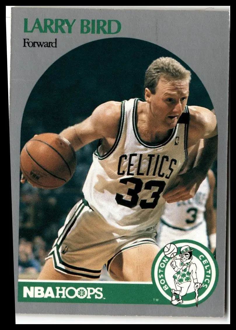 Larry Bird basketball card from the 1990-91 Hoops Boston Celtics trading cards series