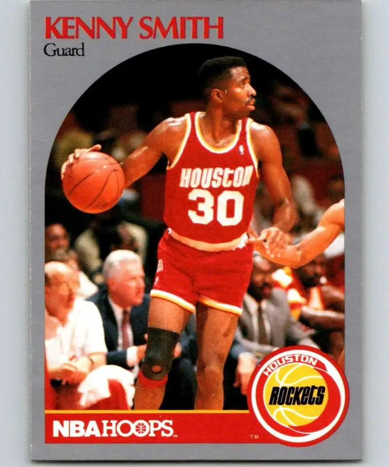 Vintage NBA Hoops basketball card of Kenny Smith, Houston Rockets player, jersey number 30