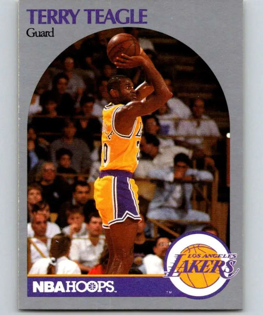 Terry Teagle basketball card featuring Los Angeles Lakers player taking a jump shot