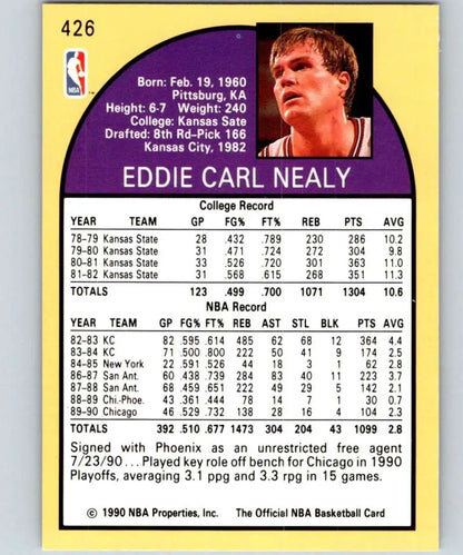 1990-91 Hoops Ed Nealy Basketball Card featuring Phoenix Suns player stats and info