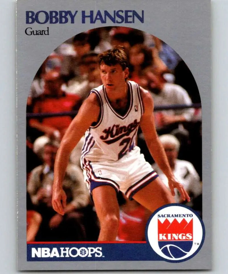 1990-91 Hoops Bobby Hansen Basketball Card featuring Sacramento Kings player in white uniform