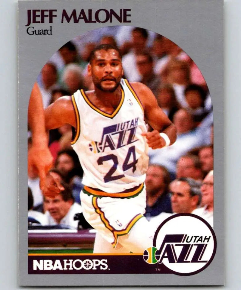 Jeff Malone card featuring Utah Jazz player number 24 from 1990-91 Hoops