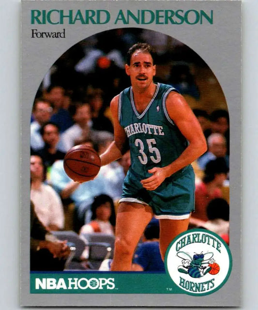 Basketball card of Richard Anderson in teal Charlotte Hornets jersey number 35