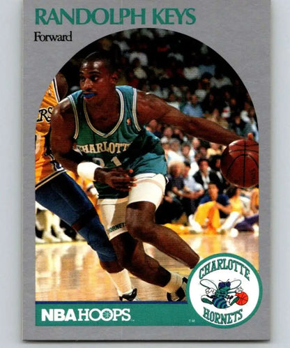 Randolph Keys Charlotte Hornets Basketball Card from 1990-91 Hoops set in action