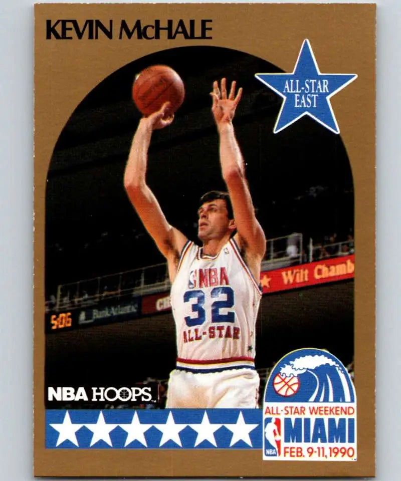 Kevin McHale shooting in white NBA All-Star jersey on Celtics basketball card