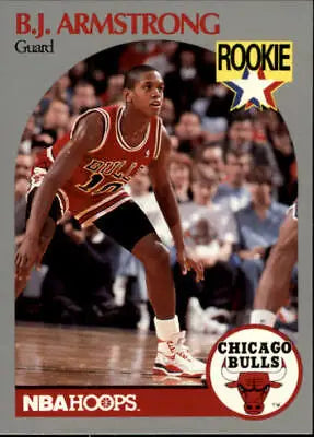 1990-91 Hoops BJ Armstrong Rookie Chicago Bulls player in defensive stance card