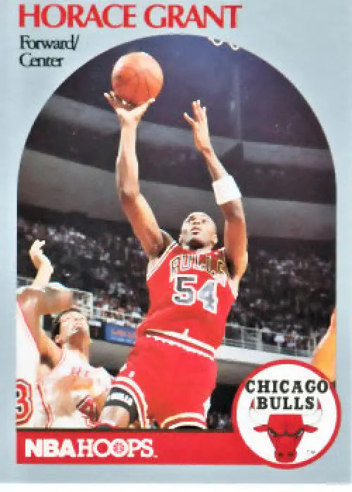 Vintage Horace Grant Chicago Bulls basketball card #63 in red jersey shooting the ball