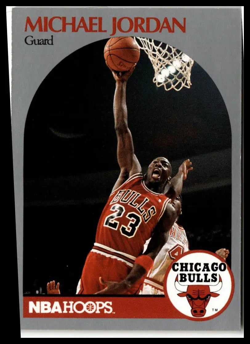 1990-91 Hoops #65 Michael Jordan Chicago Bulls trading card featuring iconic athlete