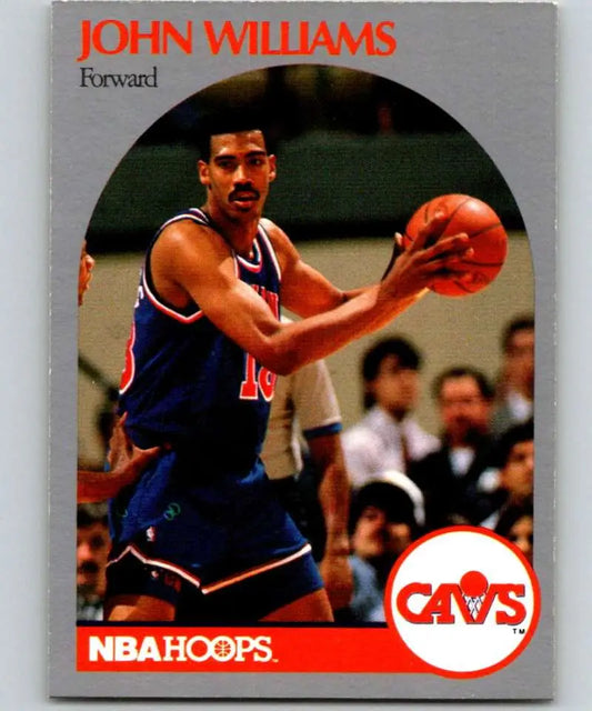 NBA Hoops 1990-91 Hot Rod Williams card featuring Cleveland Cavaliers player in navy uniform