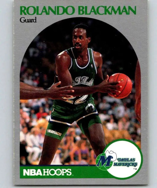 1990-91 Hoops #82 Rolando Blackman Dallas Mavericks Basketball Card in green uniform