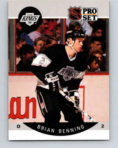 NHL Pro Set hockey card of Brian Benning in black Los Angeles Kings jersey, original gloss