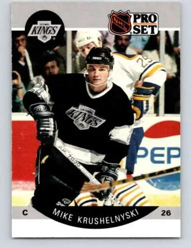 NHL Pro Set hockey card featuring Mike Krushelnyski in original gloss Los Angeles Kings uniform