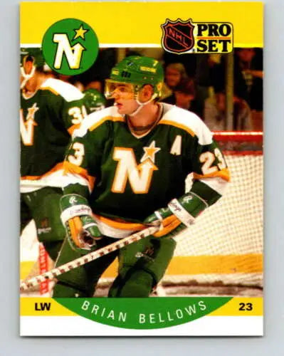 Hockey trading card of Brian Bellows, Minnesota North Stars, original gloss, jersey 23