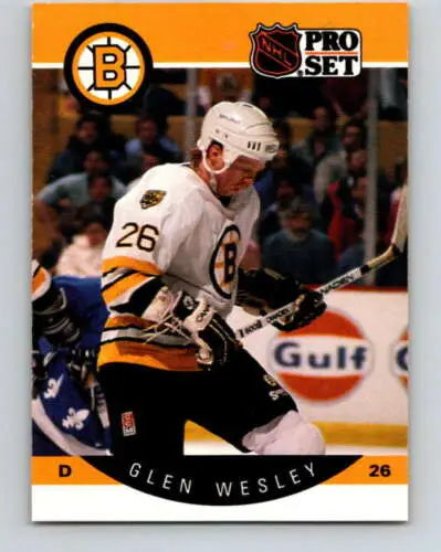 Glen Wesley hockey card from 1990-91 Pro Set with original gloss, NM-MT