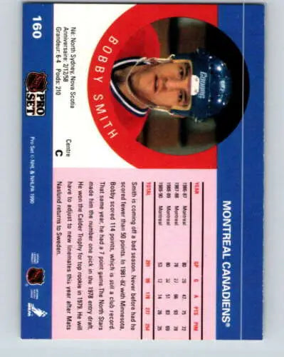 Bobby Smith NM-MT hockey card from 1990-91 Pro Set with original gloss, cards typically sell