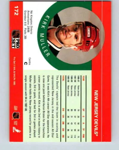 Kirk Muller hockey card 1990-91 Pro Set #172 NM-MT features original gloss NJ Devils