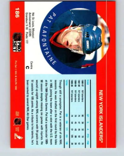 1990-91 Pro Set #186 Pat LaFontaine NM-MT NY Islanders original gloss hockey card