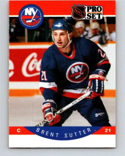 Brent Sutter hockey card 1990-91 Pro Set original gloss NM-MT NY Islanders collectible