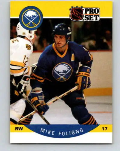 Mike Foligno hockey card from 1990-91 Pro Set with original gloss for collectors