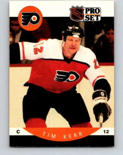 Tim Kerr hockey card 1990-91 Pro Set #218 with original gloss, Near Mint condition