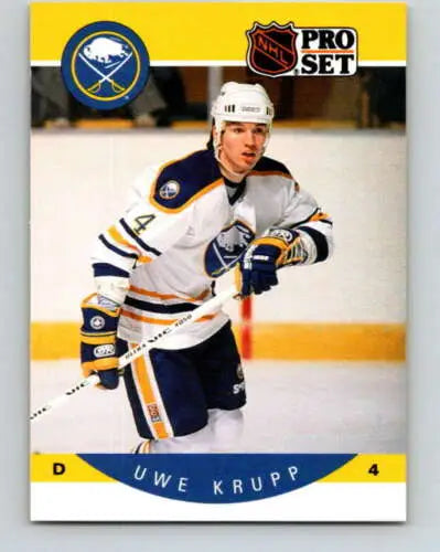 Uwe Krupp hockey card from 1990-91 Pro Set features original gloss, cards typically sell well