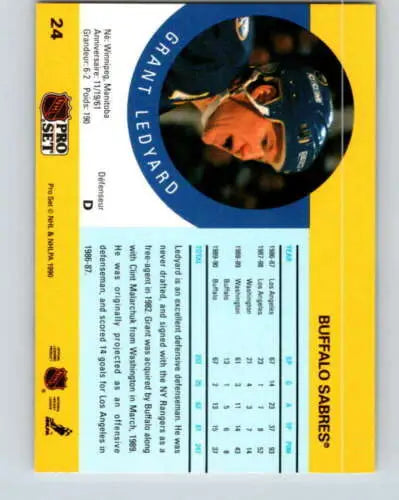 Grant Ledyard hockey card 1990-91 Pro Set original gloss Sabres collectible