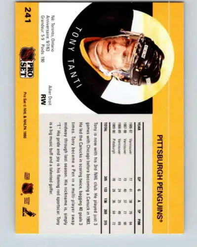 1990-91 Pro Set #241 Tony Tanti NM hockey card with original gloss from Penguins collection