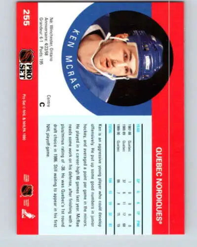 1990-91 Pro Set #255 Ken McRae NM-MT Maple Leafs original gloss hockey card